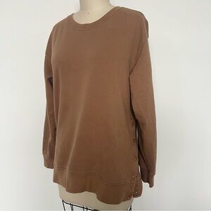 Abercrombie Brown Snap Sides Crewneck Sweatshirt